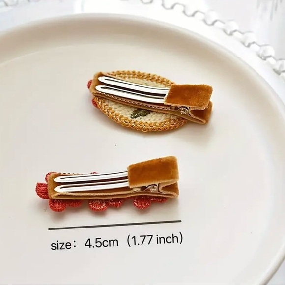 Embroidered Flower Hair Clip - Picture 2 of 2